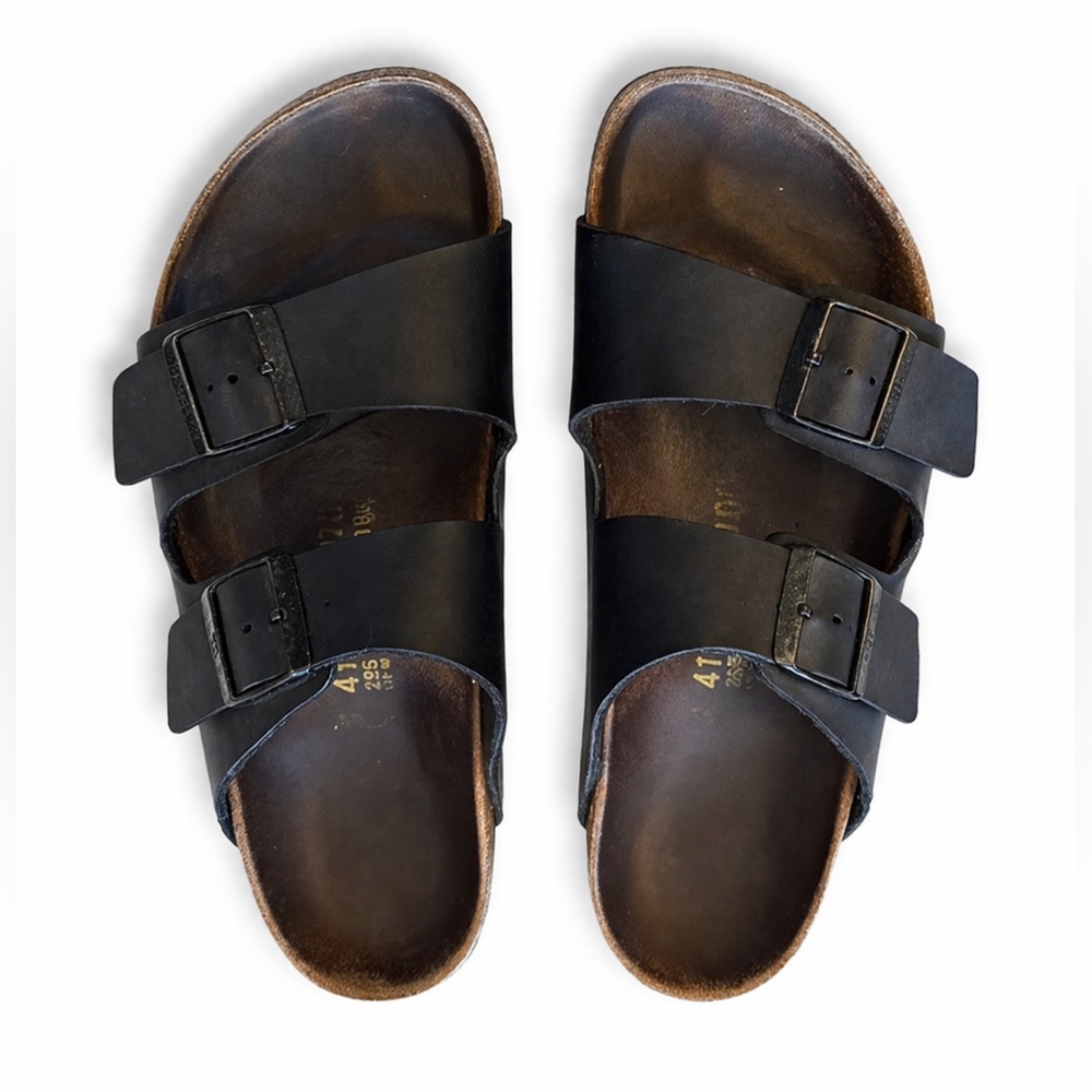 Birkenstock Arizona Black Leather Sandals Size 41
